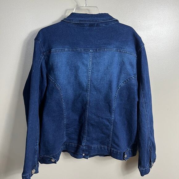 DKIN Denim Jean Jacket Embellished Stretch Dark Wash Women Size 2X - Picture 8 of 9